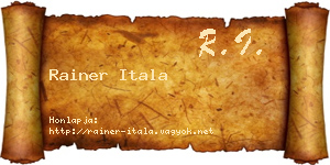 Rainer Itala névjegykártya